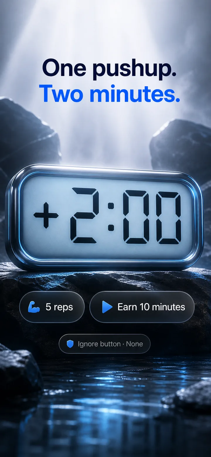 Your camera counts every rep — 1 pushup = 2 minutes